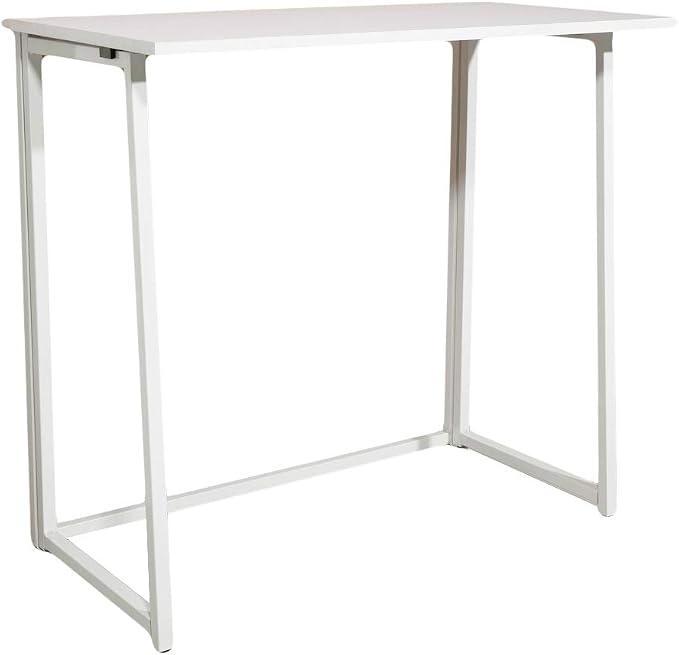 Vasitelan Folding Desk, Small Foldable Desk 31.5" for Small Spaces, Space Saving Computer Table Writing Workstation for Home Office, Easy Assembly (White)