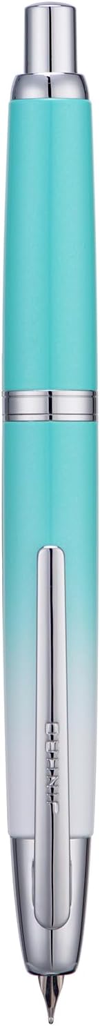 Jinhao 10 Press Fountain Pen with Box, Gradient Mint Green Retractable Extra Fine Nib with Ink Converter Set (Silver Clip)