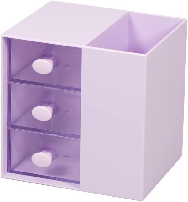 Pen Holder Pencil Cup Holder Desk Organizer Office Stationery Supplies Organizers, 4 Compartments Desk Office and School (Purple)
