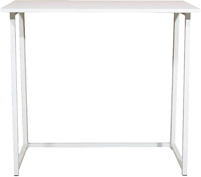 Small Folding Desk, Simple Assembly Computer Desk Home Office Desk Study Writing Table for Small Space Offices - All White