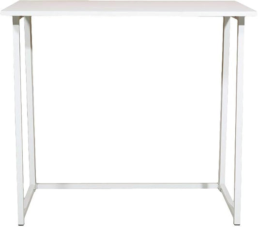 Small Folding Desk, Simple Assembly Computer Desk Home Office Desk Study Writing Table for Small Space Offices - All White