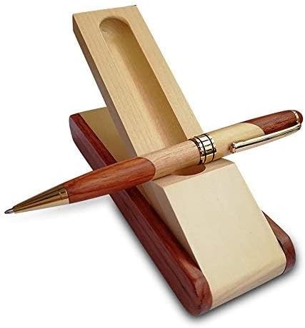 Renawe Luxury Wooden Ballpoint Pen Gift Set with Business Pen Case Display, Nice Writing Pen with Box and Gel Ink Refills Fancy Business Wood Pens Stand for Men Women Designer Cool Executive Pen