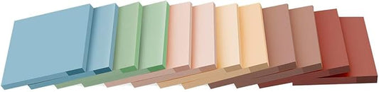 (12 Pads) Sticky Notes 3x3 inch, Self-Stick Pads Vintage Colors Sticky Note, Recyclable, Easy to Post for Home, Office, Notebook