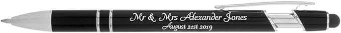 Express Pencils Modern Metallic Personalized Pens, Green, Ultra-Smooth Black Ink, Responsive Clip Action, Bright Finished Barrel, Capacitive Stylus Tip