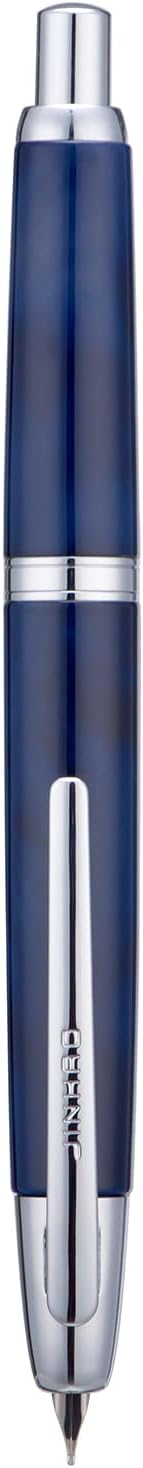 Jinhao 10 Press Fountain Pen with Box, Glacier Blue Retractable Extra Fine Nib with Ink Converter Set (Silver Clip)