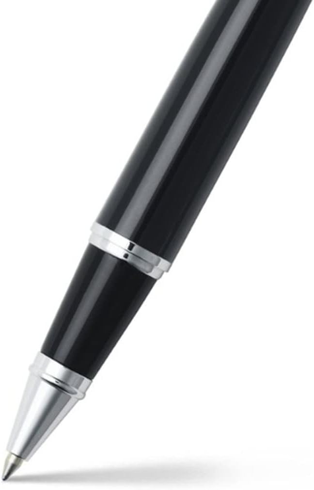 Sheaffer 300 Glossy Black Rollerball Pen with Bright Chrome Cap and Chrome-Plated Trim