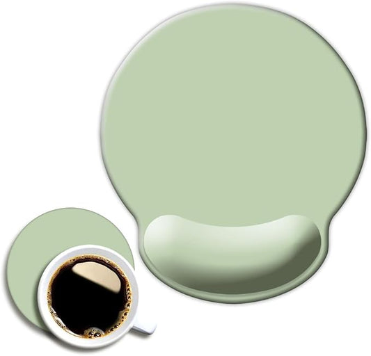 DOOKE Ergonomic Mouse Pad with Wrist Support, Cute Wrist Pad with Non-Slip Rubber Base for Computer, Laptop, Home Office Gaming, Working, Easy Typing & Pain Relief,Sage Green