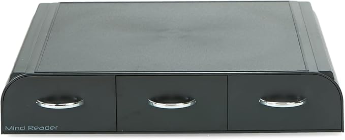 Mind Reader Single Serve Coffee Pod Organizer with 3 Drawers, 36 Pod Capacity, 13.5"L x 12.25"W x 2.5"H, Black (Pack of 8)