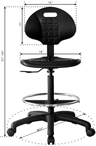 ESD Anti Static Ergonomic Polyurethane Chair Adjustable Height Heavy Duty Easy to Clean for Research, Laboratory and Cleanroom (.Standard Casters, Tall Stool)