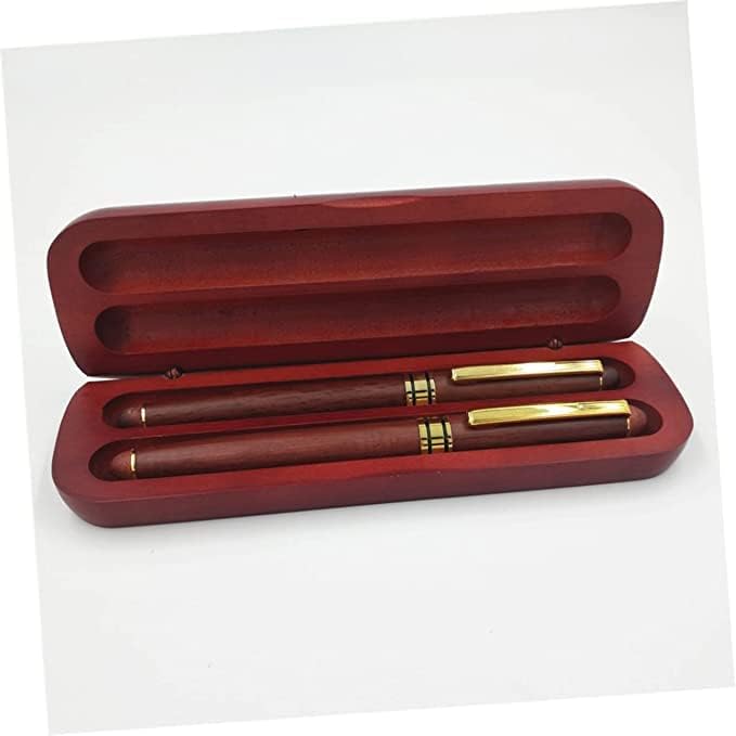 Fancy Minimalist Wooden Pens - Gentlemen's Unique Handcrafted Business Pens, Old Fashioned Rosewood Double Case Set Gift for Journal Writing