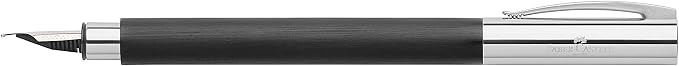 Faber-Castell Ambition Fountain Pen, Black Resin - Medium | Fountain pen with precious resin shaft, stainless steel nib and cartridge converter system, comes with gift box