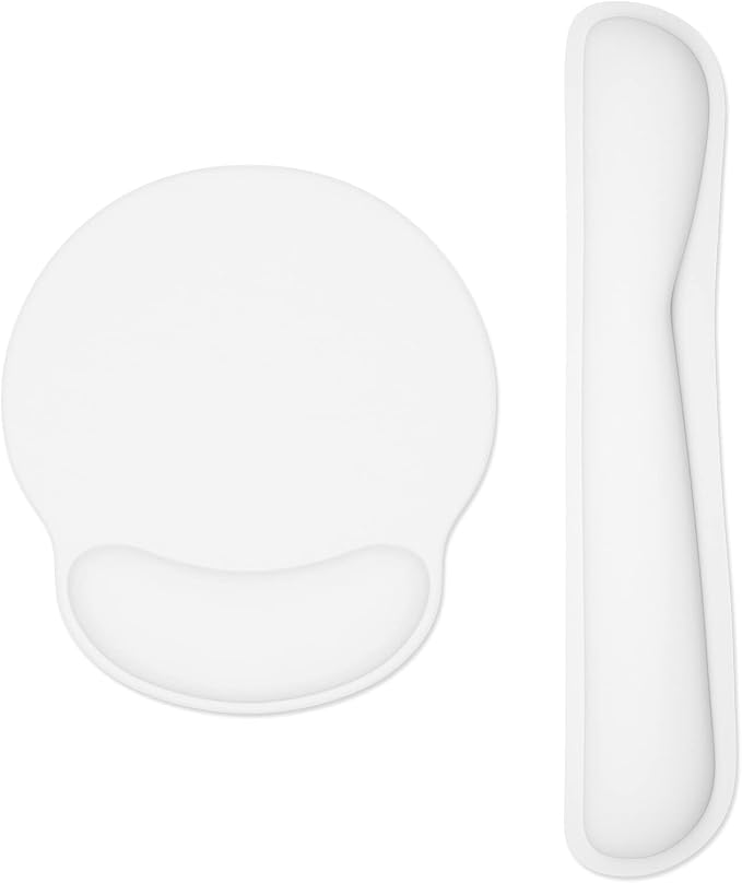 Dapesuom Keyboard Wrist Rest and Mouse Pad with Wrist Support, Memory Foam Wrist Rests for Keyboard and Mouse Set, Ergonomic Wrist Pad with Non Slip Base for Easy Typing & Pain Relief,Ivory White