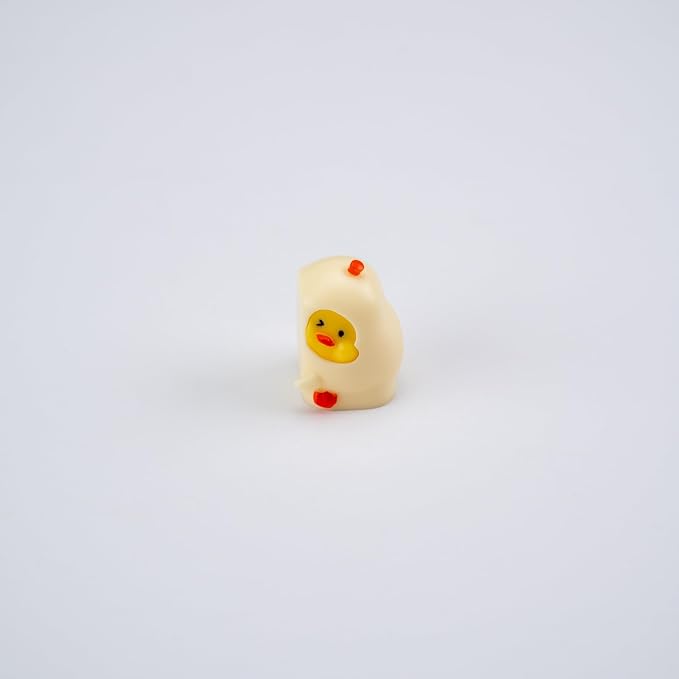 Cute Duck Mechanical Keyboard Keycaps, Cream Yellow Resin, 1U Size, MX Switch Compatible, Decorative Hugging Design, 2 Piece Set