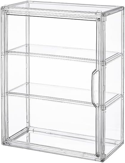 BOHOIDEE 3 Tiers Clear Display Case for Figures, Acrylic Storage Organizers Box with Magnetic Door, Wall-Mounted Dustproof Showcase for Collectibles Action Figure(3PACK Wall-Mounted Medium)