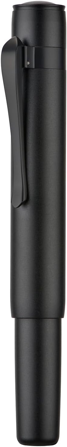 HONG DIAN M2 Black Forest Mini Fountain Pen, Fine Soft Nib & Sleek Shape Aluminium Short Pocket Travel Pen (Matte Black)