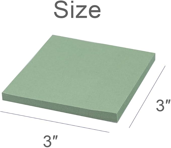 (12 Pads) Sticky Notes 3x3 inch, Self-Stick Pads Vintage Colors Sticky Note, Recyclable, Easy to Post for Home, Office, Notebook