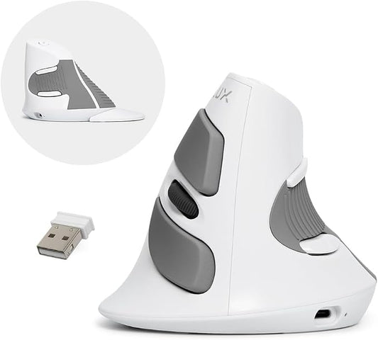 DELUX Ergonomic Vertical Mouse, Rechargeable Ergo Mouse (M618G DB-White)