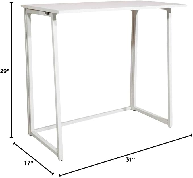 Folding Desk, 31.5" Small Foldable Desk for Small Spaces, Space Saving Computer Table Writing Workstation Table for Home Office, Easy Assembly (White2)