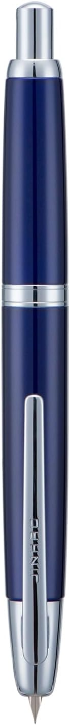 Jinhao 10 Press Fountain Pen with Box, Dark Blue Retractable Medium Nib with Ink Converter Set (Silver Clip)
