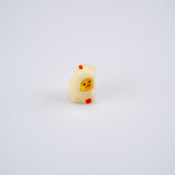 Cute Duck Mechanical Keyboard Keycaps, Cream Yellow Resin, 1U Size, MX Switch Compatible, Decorative Hugging Design, 2 Piece Set