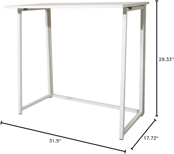 Folding Computer Desk, Simple Modern Writing Desk for Small Space, Space Saving Compact PC Laptop Study Workstation for Home Office, Easy Assembly, White