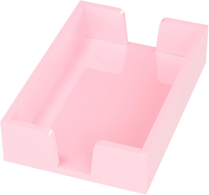 WINFFOR Acrylic Notepad Holder Dispenser - 4x6 in Sticky Note Memo Holder Self-Stick Note Pad Organizer (W/O Pads) Office Desk Accessories School Supplies, Lightpink