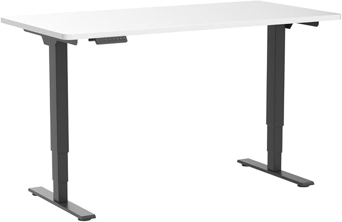 SANODESK Dual Motor Standing Desk 220lbs Height Adjustable Desk | 55"x28" Spacious One-Piece White Desktop & Black Frame, 4 Memory Presets, 3-Stage Legs, 220lbs, 2-Box for Home & Office