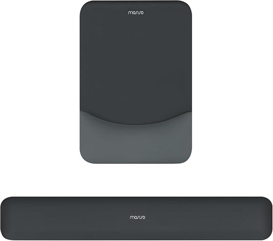 MOSISO Wrist Rest Support for Mouse Pad&Keyboard Set, Rectangular Ergonomic Mousepad Non-Slip Base Home/Office Pain Relief&Easy Typing Pad with Neoprene Cloth&Raised Silicone Lining, Slate Gray