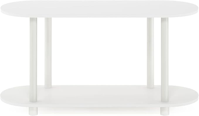 Furinno Turn-N-Tube Display Shelf, 4-Tier Oval Book Shelf, Storage Shelves with Soft Edges and Open Shelves, Toolless Assembly, for Organization and Storage, Living Room, Home Office, White