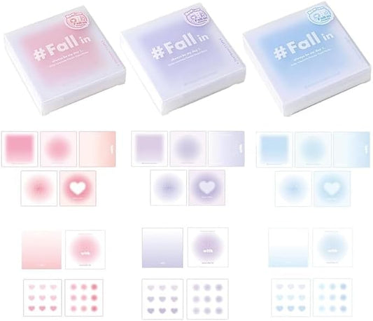 1 Box of Random Color Dreamy Gradient Colored Sticky Notes, Adhesive Mini Memo Pads, Holder for School Office Hospital,Self-Stick Aesthetic Notes,Kawaii Office Desk Supplies,Writing Pads