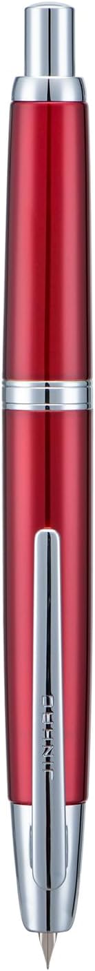 Jinhao 10 Press Fountain Pen with Box, Rose Red Retractable Fine Nib with Ink Converter Set (Silver Clip)