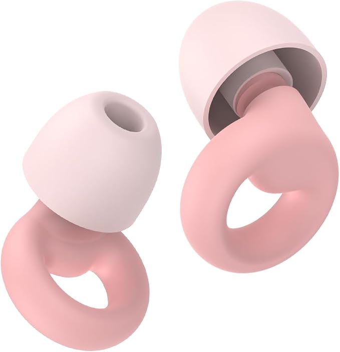 Ear Plugs for Sleeping Noise Cancelling, Reusable 35-46dB Noise Reduction Earplugs with 7 Silicone Ear Tips & Carry Case, Comfortable Hearing Protection for Sleep, Work, Study, Travel & Concerts Pink