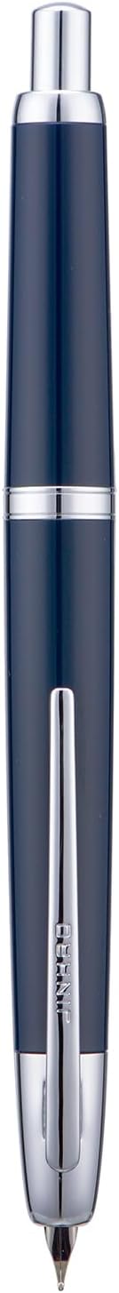 Jinhao 20 Press Fountain Pen, Dark Blue Retractable Fine Nib with Ink Converter Set (Silver Clip)