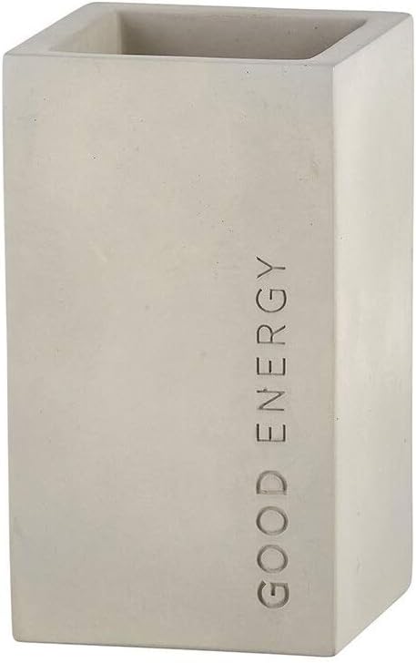 Santa Barbara Design Studio G2765 Good Energy Minimalist Concrete Cement Pen Holder | Scandinavian Style | 2.55" W x 4.41" H