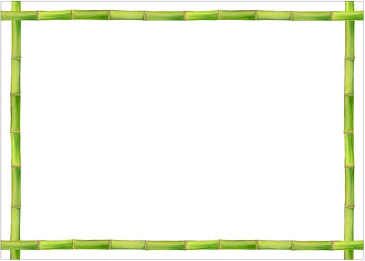 Caspari Bamboo Border Green Correspondence Cards - 12 Per Package