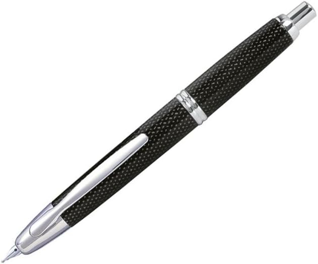 PILOT Vanishing Point Collection Refillable & Retractable Fountain Pen, Black Carbonesque Barrel with Rhodium Accents, Blue Ink, Fine Nib (60146)