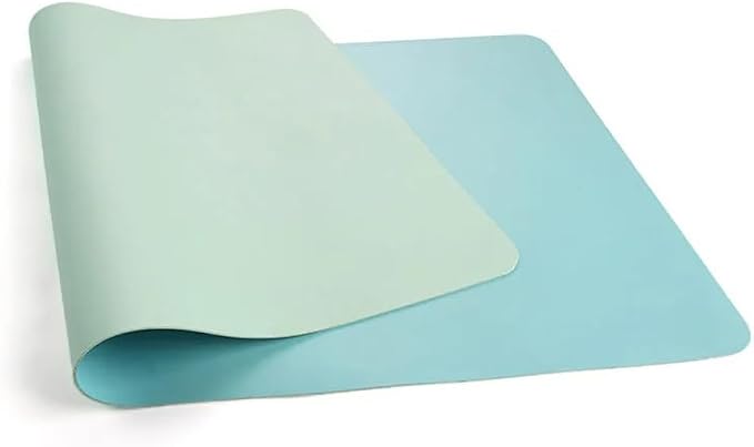 Leather Desk Pad Dual-Sided Office Desk Mat Waterproof,Large Table Cover Protector Smooth Mouse Pad Writing Gaming Mat for Laptop Keyboard (Green Blue,35.4x15.7in/90x40cm)