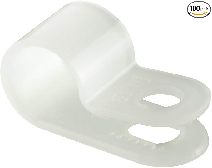 GTSE White Nylon Plastic Cable Clamps, 5/16" Screw Mounts for Cable, Rope, Tube Management, 100 Pack