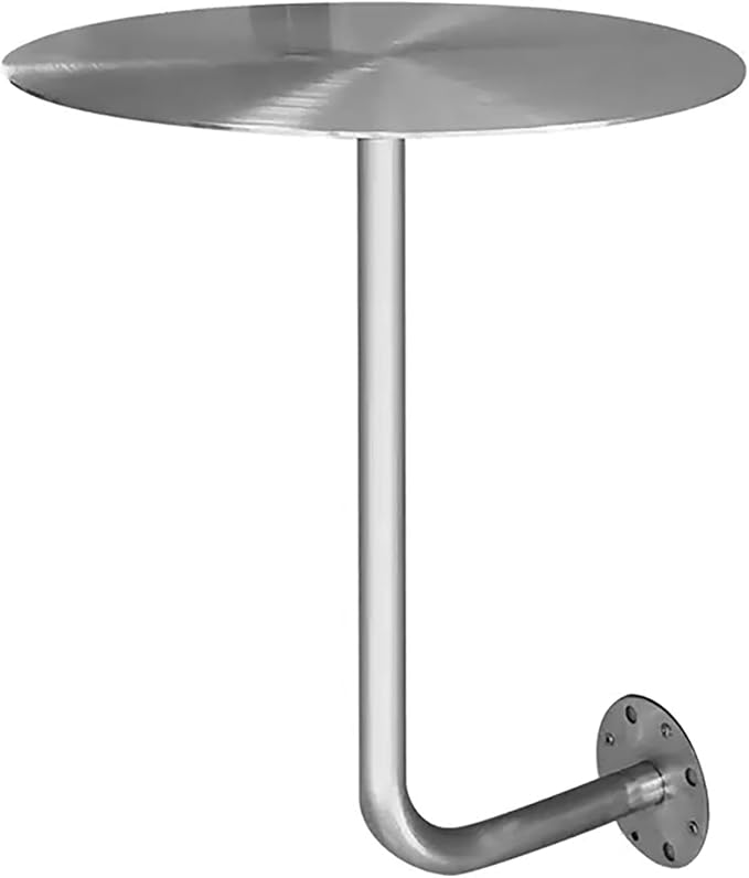 Wall-Mounted Small Round Table for Cafe, Dessert Shop & Home - 3.0MM Thick Iron Metal Anti-Deformation, Space-Saving(Stainless Steel,40x45x20cm)