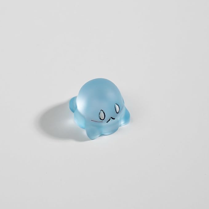 Artisan Slime Keycap, Transparent Glowing Design with Blushing Cheeks, Blue, 1U Handmade Resin, MX Switch Compatible for Mechanical Keyboards (SLM-01)