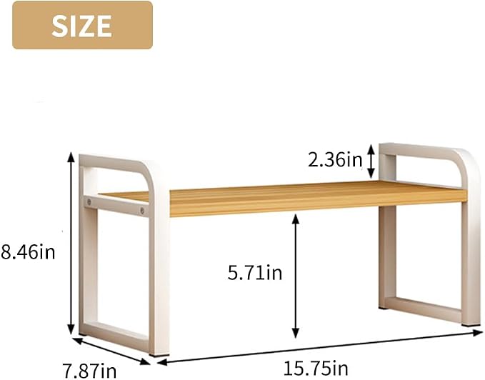 Office Desk Shelf Organizer, Wood Desktop Bookshelf Supplies Storage Rack Shelf for Top Desk and Dresser and Cubicle Decor Bookshelf Monitor Stand Riser (Black Wood-single Tier, 15.75 Lx7.87 Wx8.46 H)
