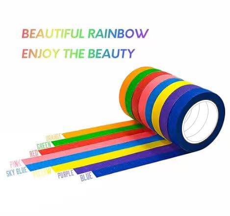 UMETDO 8PCS Colored Masking Tape - Painters Tape, Rainbow Colors Rolls, Kids Art Supplies, Great for Crafts, Labeling, DIY Decorative, 1/2 Inch Masking Tape- Tiny Size