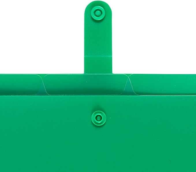 JAM PAPER Slim Expanding File Folder - 5 Pocket Plastic File Folder – Snap Closure - 9 x 11 1/2 - Green - Sold Individually