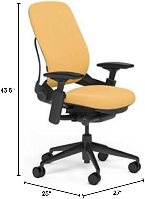 Steelcase Leap V2 Desk Chair in Buzz2 Sunrise Fabric - 4-Way Highly Adjustable Arms - Black Frame and Base - Soft Dual Wheel Hard Floor Casters