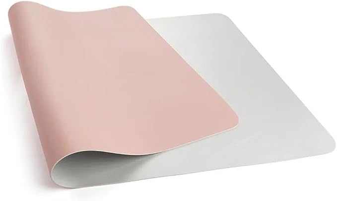 Leather Desk Pad Dual-Sided Office Desk Mat Waterproof,Large Table Cover Protector Smooth Mouse Pad Writing Gaming Mat for Laptop Keyboard (Pink Grey,15.7x11.8in/40x30cm)