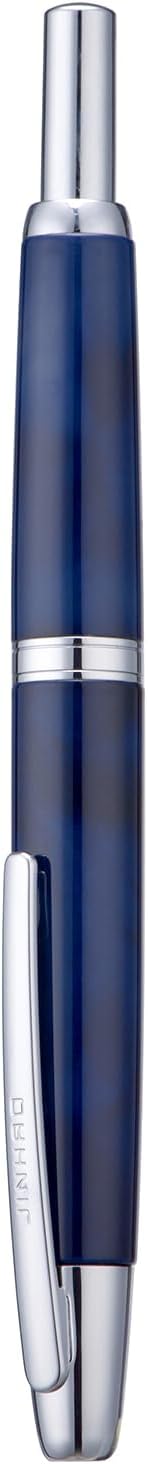 Jinhao 10 Press Fountain Pen with Box, Glacier Blue Retractable Extra Fine Nib with Ink Converter Set (Silver Clip)