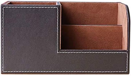 Leather Multi-Function Desk Stationery Organizer Storage Box Pen/Pencil, Cell Phone, Business Name Cards, desk organizers (Coffee)