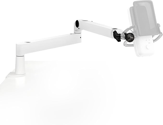 Elgato Wave Mic Arm LP White - Premium Low Profile Microphone Arm with Cable Management, Desk Clamp, Versatile Mounting and Fully Adjustable, perfect for Podcast, Streaming, Gaming, Home Office