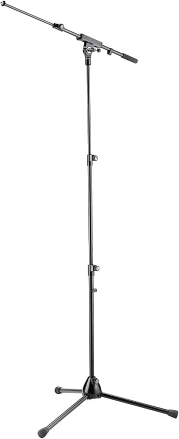 K&M Konig & Meyer 25200.500.55 Microphone Stand With 2 Piece Telescopic Boom Arm | Easy Height Adjustment | Folding Leg Design | Non-Slip Tripod Base | Pro Grade for all Musicians | German Made