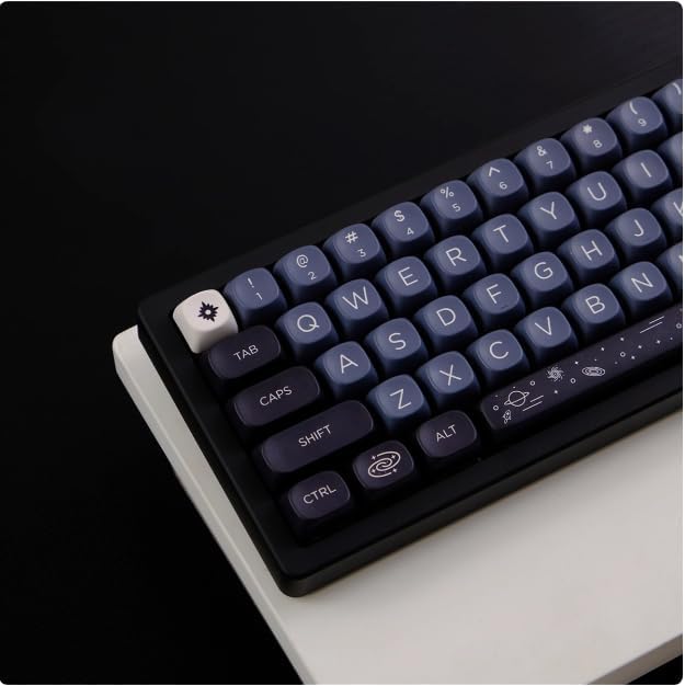 MOA Keycaps 126 Keys PBT Keycaps Dye-Sublimation Custom Keyboard Key Caps Set for Cherry Gateron MX Switches Mechanical Keyboards, Black Blue Space Theme Key Caps